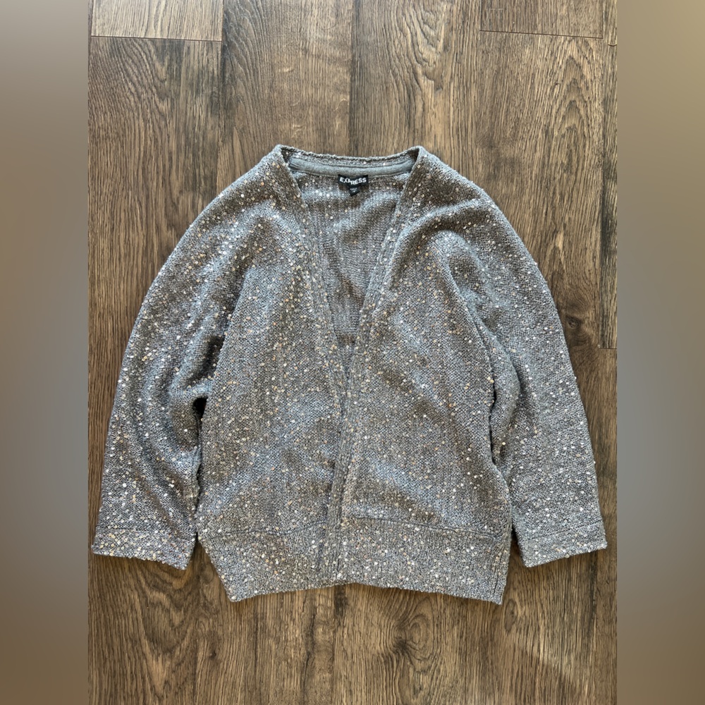 Express Sequin Sparkly Gray Sweater - Size Small